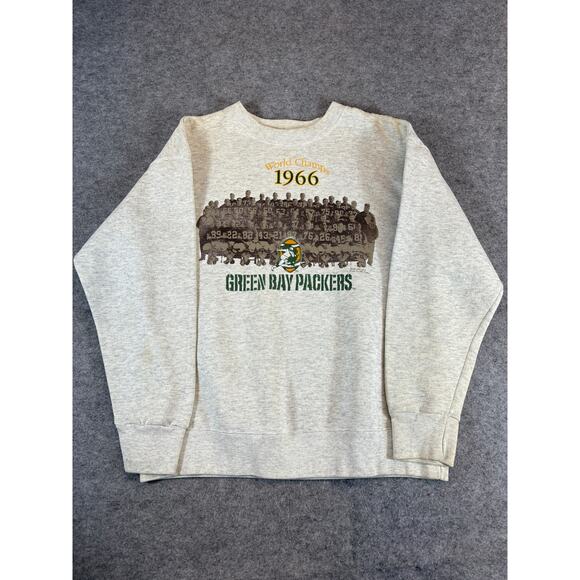 Vintage Green Bay Packers World Champions 1966 Sweatshirt Mens Medium Gray NFL - Picture 1 of 7